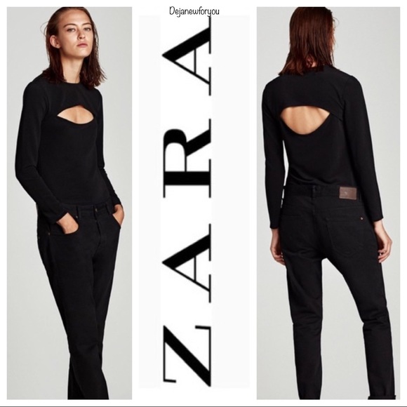 Zara Tops - ZARA Black Cutout Long Sleeve Top